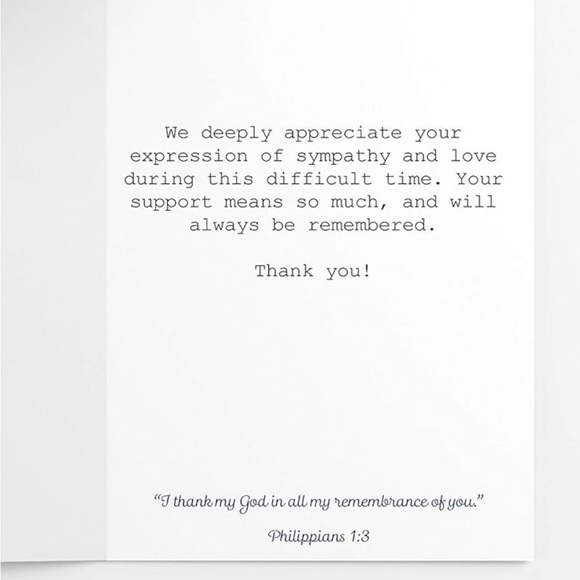 Funeral Thank You Cards Message Inside 25 Cards Envelopes Christian Sympathy - Picture 8 of 15